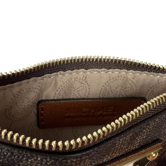 Michael Kors Jet Set Wristlet - Brown Gold hardware Wallet Clutch bag mini purse - Picture 7 of 10